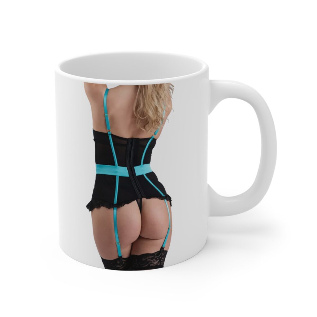 pinup-black-teal-lace-lingerie-coffee-mug
