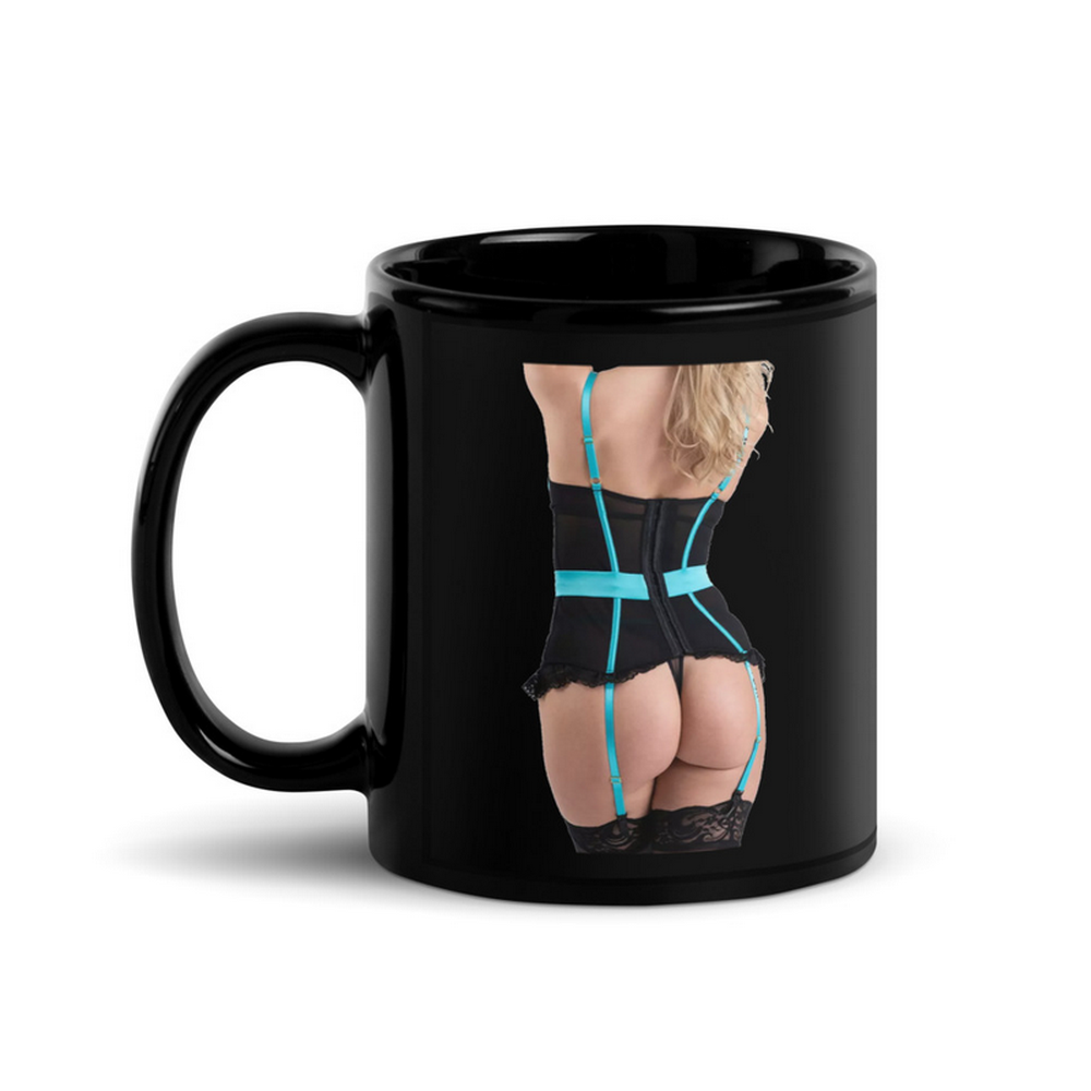 Teal Lace Basque Bliss Souvenir Classic Black Coffee Mug - VBSS100